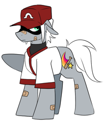 Size: 635x743 | Tagged: safe, artist:redxbacon, oc, oc only, oc:single strike, pegasus, pony, amputee, female, masculine mare, missing wing, reverse trap, simple background, solo, tomboy, white background