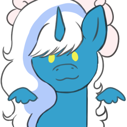 Size: 500x500 | Tagged: safe, artist:cryptidmars, oc, oc:fleurbelle, alicorn, pony, alicorn oc, bow, female, hair bow, horn, looking at you, mare, simple background, smiling, transparent background, wings, yellow eyes
