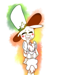 Size: 1024x1200 | Tagged: safe, artist:paintergoof, oc, blushing, crossover, cute, eyes closed, friendshipping, hug, wander (wander over yonder), wander over yonder