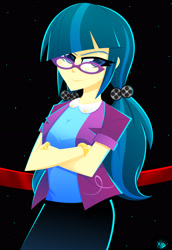 Size: 2244x3264 | Tagged: safe, artist:xan-gelx, juniper montage, equestria girls, movie magic, spoiler:eqg specials, blue eyes, blue hair, clothes, eyelashes, female, high res, looking at you, pigtails, shirt, skirt, solo, twintails