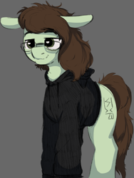 Size: 1287x1715 | Tagged: safe, artist:luxsimx, artist:shouldbedrawing, oc, oc only, oc:shoob, pony, clothes, glasses, male, simple background, solo, stallion, sweater