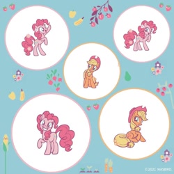 Size: 1080x1080 | Tagged: safe, artist:mylittleponyjpn, part of a set, applejack, pinkie pie, earth pony, pony, g4, official, cute, multeity