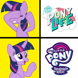 Size: 1300x1300 | Tagged: safe, twilight sparkle, alicorn, pony, g4.5, my little pony: pony life, covering eyes, drama, eyes closed, g4 purist, meme, op can't let go, op is a duck, op is trying to start shit, op isn't even trying anymore, open mouth, pony life drama, solo, twilight sparkle (alicorn)