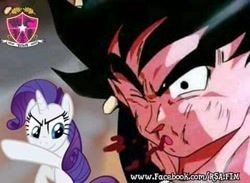 Size: 480x352 | Tagged: safe, rarity, pony, unicorn, g4, bitch slap, blood, defeated, dragon ball, dragon ball z, humiliation, meme, son goku, the weak should fear the strong