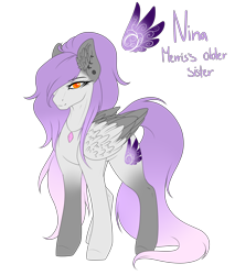 Size: 2352x2764 | Tagged: safe, artist:minelvi, oc, oc only, pegasus, pony, ear fluff, ear piercing, earring, eyelashes, female, high res, jewelry, mare, necklace, pegasus oc, piercing, reference sheet, solo, two toned wings, wings