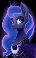 Size: 1600x2560 | Tagged: safe, artist:raphaeldavid, princess luna, alicorn, pony, g4, armor, cape, clothes, solo, unamused