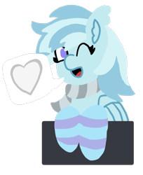 Size: 4559x5580 | Tagged: safe, artist:switcharoo, derpibooru exclusive, oc, oc only, oc:icy cube, pegasus, pony, clothes, cute, discord (program), happy, heart, looking at you, one eye closed, pegasus oc, scarf, simple background, socks, solo, speech bubble, striped socks, transparent background, wings, wink, winking at you