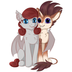 Size: 1200x1200 | Tagged: safe, artist:drops-of-blood, oc, oc only, oc:case, oc:queen stan, bat pony, pony, unicorn, 2021 community collab, derpibooru community collaboration, duo, simple background, transparent background