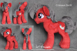 Size: 1307x871 | Tagged: safe, artist:wdeleon, oc, oc only, oc:crimson swift, pegasus, pony, craft, irl, male, multiple angles, photo, plushie, solo, stallion, standing, toy