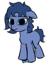 Size: 910x1056 | Tagged: safe, artist:wenni, derpibooru exclusive, oc, oc only, oc:whinny, earth pony, pony, 2021 community collab, derpibooru community collaboration, bags under eyes, blank flank, bow, earth pony oc, female, floppy ears, hair bow, looking at you, mare, no catchlights, simple background, solo, transparent background
