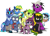 Size: 2000x1446 | Tagged: safe, artist:chopsticks, derpibooru exclusive, oc, oc only, oc:arctic mist, oc:brisk bronco, oc:cookie cutter, oc:faded page, oc:sassy lost, oc:speed, oc:verglas frost, oc:vermont black, earth pony, kirin, pegasus, pony, unicorn, 2021 community collab, derpibooru community collaboration, bipedal, bipedal leaning, book, cheek fluff, chest fluff, clothes, diverse body types, ear fluff, female, filly, floppy ears, foal, glasses, heterochromia, kirin oc, leaning, looking at you, magic, male, mare, minecraft block, pickaxe, scarf, shivering, simple background, snow, stallion, teenager, telekinesis, transparent background, unshorn fetlocks
