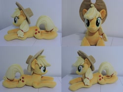 Size: 1597x1199 | Tagged: safe, artist:little-broy-peep, applejack, earth pony, pony, g4, female, irl, lying down, mare, photo, plushie, prone, solo