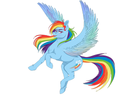 Size: 1280x1024 | Tagged: safe, artist:copshop, part of a set, rainbow dash, pegasus, pony, g4, backwards cutie mark, colored wings, female, fit, mare, multicolored wings, muscles, open mouth, simple background, slender, smiling, solo, spread wings, thin, transparent background, wings