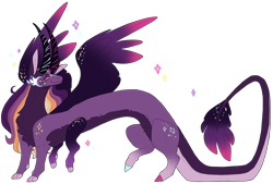 Size: 3846x2598 | Tagged: safe, artist:sleepy-nova, oc, oc only, draconequus, high res, interspecies offspring, magical threesome spawn, offspring, parent:discord, parent:lord tirek, parent:twilight sparkle, simple background, solo, transparent background