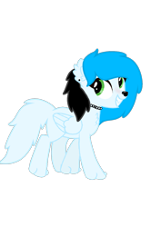 Size: 1000x1414 | Tagged: safe, artist:icefluff, oc, oc:icefluff, hybrid, pegasus, pony, wolf, wolf pony, 2021 community collab, derpibooru community collaboration, choker, ear fluff, ear piercing, earring, jewelry, paws, piercing, simple background, transparent background