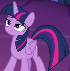 Size: 1184x1213 | Tagged: safe, screencap, twilight sparkle, alicorn, pony, g4, what about discord?, cropped, frown, looking up, solo, twilight sparkle (alicorn), twilight sparkle is not amused, twilight's castle, unamused