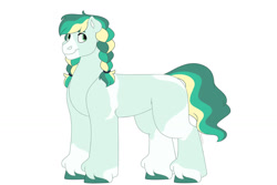 Size: 1280x854 | Tagged: safe, artist:itstechtock, oc, oc only, earth pony, pony, female, magical lesbian spawn, mare, offspring, parent:applejack, parent:coloratura, parents:rarajack, simple background, solo, white background