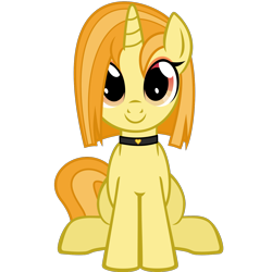 Size: 1500x1500 | Tagged: safe, artist:heliocentric, oc, oc only, oc:amber flair, pony, unicorn, 2021 community collab, derpibooru community collaboration, choker, cute, heart, horn, looking at you, simple background, smiling, solo, transparent background, unicorn oc, vector
