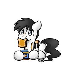 Size: 1240x1240 | Tagged: safe, artist:sugar morning, oc, oc only, oc:toasted bread, pony, toaster pony, 2021 community collab, derpibooru community collaboration, food, male, peanut butter, simple background, solo, transparent background