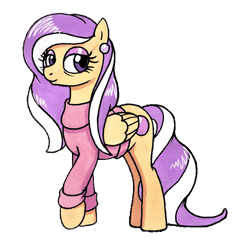 Size: 1268x1304 | Tagged: safe, artist:killerteddybear94, oc, oc only, oc:vanilla pearl, pegasus, pony, 2021 community collab, derpibooru community collaboration, clothes, ear piercing, earring, female, jewelry, mare, piercing, simple background, smiling, solo, sweater, transparent background