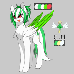 Size: 1600x1600 | Tagged: safe, artist:riariirii2, oc, oc only, pegasus, pony, 2018, :d, gray background, key, male, open mouth, pegasus oc, simple background, smiling, solo, stallion, two toned wings, wings