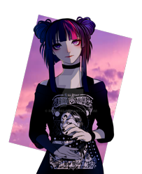 Size: 1280x1576 | Tagged: safe, artist:riariirii2, twilight sparkle, human, g4, 2020, alternate hairstyle, blackletter, choker, clothes, deviantart watermark, emo, female, humanized, nail polish, obtrusive watermark, simple background, smiling, solo, transparent background, watermark