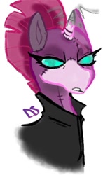 Size: 484x821 | Tagged: safe, artist:dsstoner, fizzlepop berrytwist, tempest shadow, pony, unicorn, g4, female, frankenstein's monster, mare, stitches