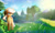 Size: 5236x3175 | Tagged: safe, artist:naafreelanceartist, applejack, bird, earth pony, pony, g4, absurd resolution, cheek fluff, cloud, ear fluff, forest, scenery, sky, solo, sun, tree, wind