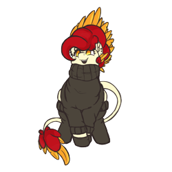 Size: 3000x3000 | Tagged: safe, artist:epicenehs, oc, oc only, oc:chimie changa, original species, 2021 community collab, derpibooru community collaboration, clothes, female, high res, mare, pegaphoenix, simple background, socks, solo, sweater, transparent background