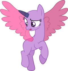 Size: 1574x1639 | Tagged: safe, artist:pegasski, oc, oc only, alicorn, pony, g4, my little pony best gift ever, alicorn oc, bald, base, eyelashes, female, horn, looking back, looking down, mare, rearing, simple background, solo, spread wings, transparent background, transparent horn, transparent wings, wings, worried