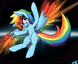 Size: 5500x4500 | Tagged: safe, artist:flywheel, rainbow dash, pegasus, pony, g4, flying, redesign, solo