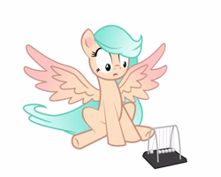Size: 2500x2000 | Tagged: safe, artist:grebell, oc, oc only, pegasus, pony, high res, newton's cradle, sitting, solo, spread wings, wings