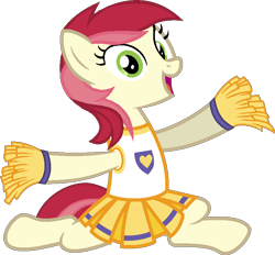 Size: 804x746 | Tagged: safe, artist:sirrainium, roseluck, earth pony, pony, g4, base used, cheerleader, cheerleader outfit, clothes, female, looking at you, mare, pom pom, show accurate, simple background, solo, splits, transparent background, vector
