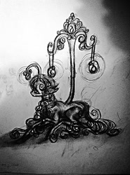 Size: 500x677 | Tagged: safe, artist:luted, pony, female, lampost-pony, lantern, mare, monochrome, solo, traditional art