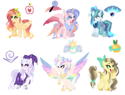 Size: 1280x972 | Tagged: safe, artist:just-silvushka, oc, oc only, alicorn, classical hippogriff, earth pony, hippogriff, hybrid, pegasus, pony, unicorn, bandana, base used, bow, cloak, clothes, colored wings, cutie mark, dress, eyelashes, female, hair bow, hat, interspecies offspring, magical lesbian spawn, mare, multicolored wings, offspring, outline, parent:applejack, parent:big macintosh, parent:caramel, parent:fluttershy, parent:mistmane, parent:pinkie pie, parent:princess celestia, parent:princess skystar, parent:rainbow dash, parent:rarity, parent:star swirl the bearded, parent:twilight sparkle, parents:carajack, parents:dashlestia, parents:fluttermac, parents:rarimane, parents:skypie, parents:twiswirl, peytral, rainbow wings, simple background, smiling, spread wings, tail bow, transparent background, unshorn fetlocks, white outline, wings, wizard hat, wizard robe