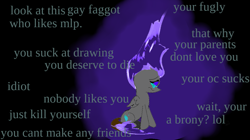 Size: 1083x608 | Tagged: source needed, useless source url, safe, artist:@cameron, edit, oc, oc:blue flare, pony, depressed, fiery mane, fiery tail, lonely, sad, sitting, solo