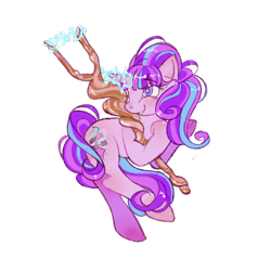 Size: 2048x2048 | Tagged: safe, artist:sweetsuds, starlight glimmer, pony, unicorn, g4, equal cutie mark, glowing horn, high res, horn, s5 starlight, solo, staff, staff of sameness