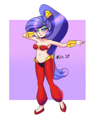 Size: 1300x1700 | Tagged: safe, artist:melliedraws, rarity, genie, human, equestria girls, g4, bare shoulders, beautiful, beautisexy, belly dancer, clothes, cosplay, costume, crossover, female, humanized, sexy, shantae, shantae (character), sleeveless, solo, strapless
