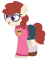 Size: 818x1024 | Tagged: safe, artist:mario101, artist:smbros, pony, alien shirt, clothes, glasses, penelope, ponified, solo, sweater, the loud house