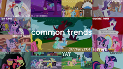 Size: 1966x1105 | Tagged: safe, edit, edited screencap, editor:quoterific, screencap, apple bloom, applejack, bon bon, braeburn, cherry berry, chief thunderhooves, fluttershy, lemon hearts, linky, little strongheart, lyra heartstrings, minuette, moondancer, pinkie pie, rainbow dash, rarity, scootaloo, sheriff silverstar, shoeshine, skuttles the crab, sweetie drops, twilight sparkle, twinkleshine, alicorn, crab, earth pony, pegasus, pony, unicorn, amending fences, applebuck season, dragonshy, g4, green isn't your color, hurricane fluttershy, over a barrel, ponyville confidential, ppov, princess twilight sparkle (episode), season 1, season 2, season 4, season 5, season 6, sonic rainboom (episode), stare master, suited for success, 20% cooler, background pony, collage, crab fighting a giant rarity, eyes closed, facehoof, female, filly, filly moondancer, filly twilight sparkle, flaskhead hearts, fluttertree, flutteryay, forever, mane six, meme origin, open mouth, pinkie forever, rarity fighting a giant crab, rarity fighting a regular sized crab, role reversal, scepter, scootachicken, sitting, sitting lyra, spread wings, twilight scepter, twilight sparkle (alicorn), unicorn twilight, wall of tags, wingboner, wings, yay, younger
