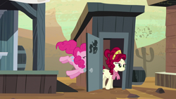 Size: 1920x1080 | Tagged: safe, screencap, cherry jubilee, pinkie pie, earth pony, pony, g4, party pooped, female, mare, watch out for that door