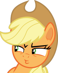 Size: 4793x6000 | Tagged: safe, artist:frownfactory, applejack, earth pony, pony, g4, ppov, applejack's hat, cowboy hat, faic, female, hat, mare, simple background, solo, suspicious, transparent background, vector