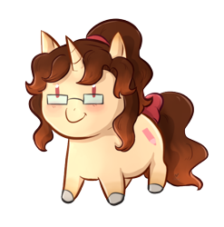 Size: 590x598 | Tagged: safe, artist:foxhatart, oc, oc only, oc:autumn scribble, pony, unicorn, chibi, female, glasses, mare, simple background, solo, transparent background