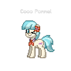Size: 832x833 | Tagged: safe, artist:apexsoundwave, coco pommel, earth pony, pony, pony town, g4, female, mare, one eye closed, pixel art, simple background, solo, transparent background, wink