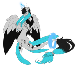 Size: 3380x2928 | Tagged: safe, artist:minelvi, oc, oc only, oc:feather breeze, draconequus, draconequus oc, high res, signature, simple background, solo, transparent background