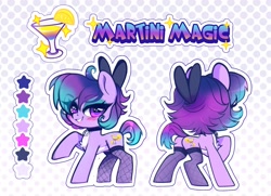 Size: 2048x1481 | Tagged: safe, artist:techycutie, oc, oc only, oc:martini magic, earth pony, pony, bedroom eyes, bow, clothes, female, fishnet stockings, reference sheet, socks, solo