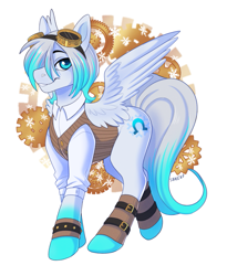 Size: 983x1200 | Tagged: safe, artist:minettefraise, oc, oc:cold front, pegasus, pony, clothes, solo, steampunk