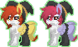 Size: 352x214 | Tagged: safe, artist:dives, oc, oc only, braixen, pony town, female, hat, pixel art, pokémon, simple background, transparent background