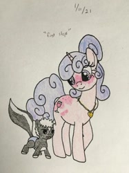 Size: 407x543 | Tagged: safe, artist:carty, oc, oc only, oc:reeko's son, oc:rosé blush, earth pony, pony, unicorn, baby, female, male, mother and child, mother and son, toddler