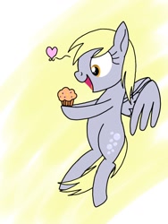 Size: 768x1024 | Tagged: safe, artist:windy breeze, derpy hooves, pegasus, pony, g4, flying, food, muffin, solo